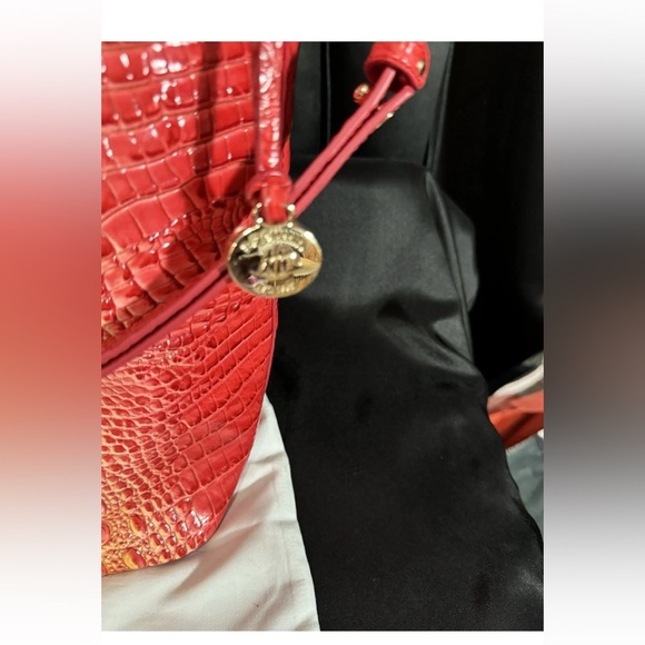 Brahmin Red and Orange Croc-Embossed Women's Bag - Picture 4 of 12
